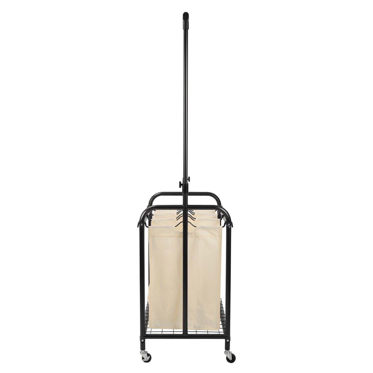 Oceanstar Rolling Laundry Sorter - 3-Bag White Organizer with Hanging Bar - Homely