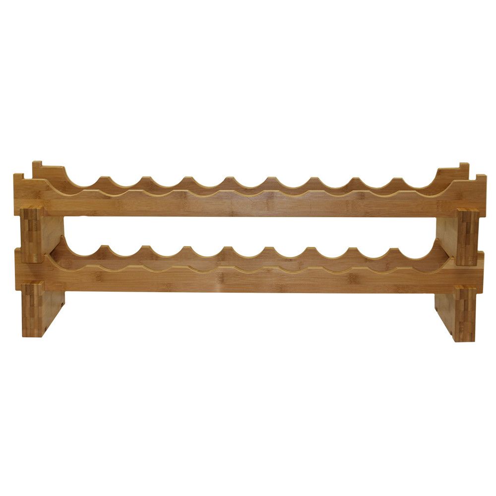 Stylish Stackable Bamboo Wine Rack for 18 Bottles - Modern Decor - Homely