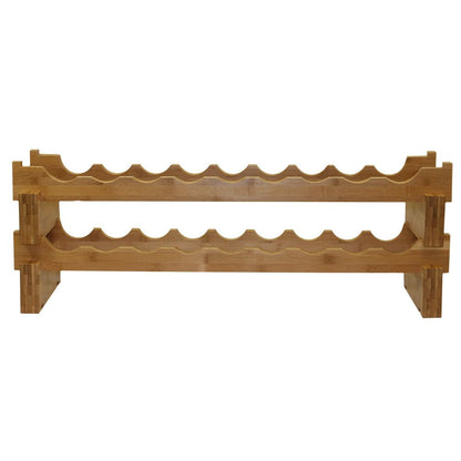 Stylish Stackable Bamboo Wine Rack for 18 Bottles - Modern Decor - Homely
