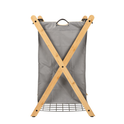 Stylish Bamboo Laundry Sorter with Three Compartment Bags - Homely