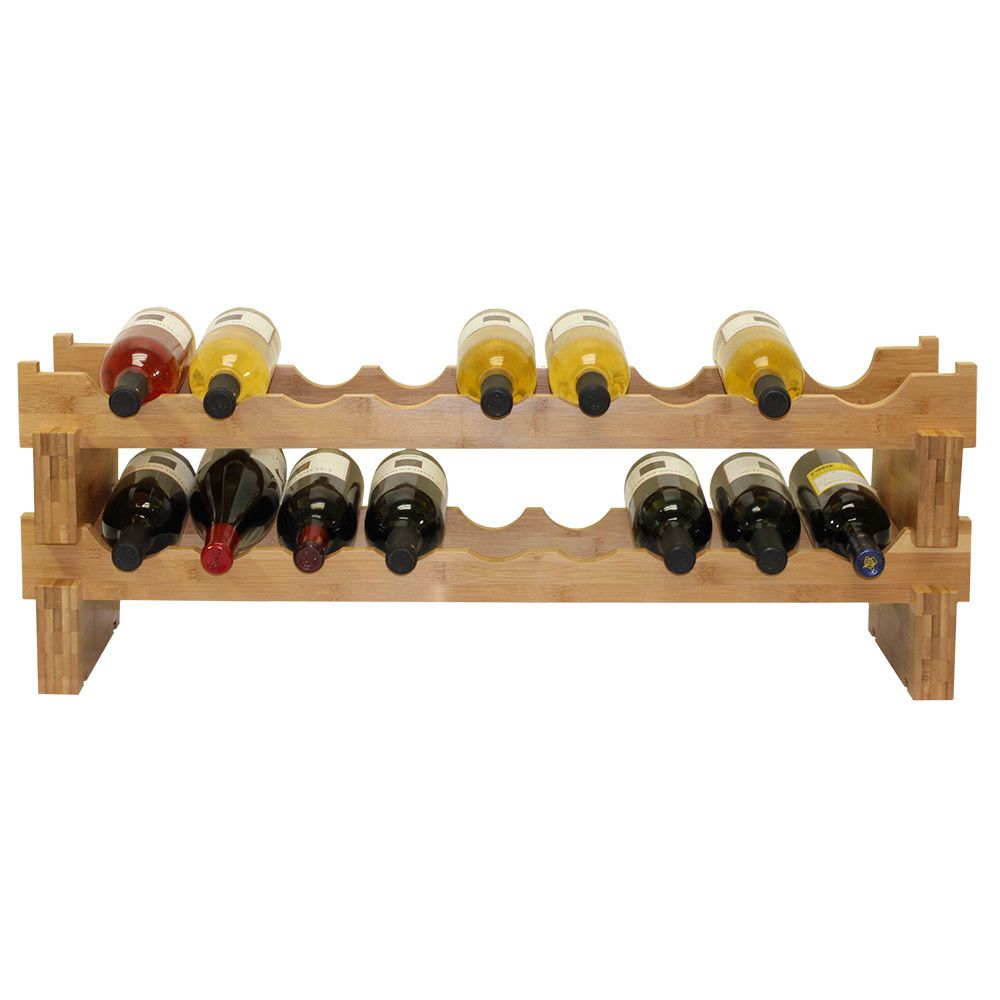 Stylish Stackable Bamboo Wine Rack for 18 Bottles - Modern Decor - Homely
