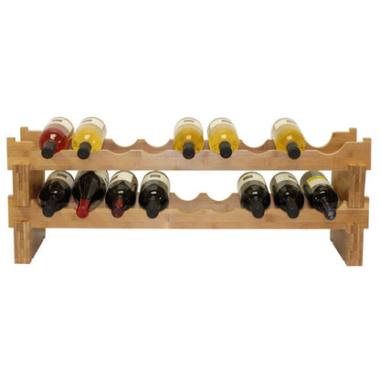 Stylish Stackable Bamboo Wine Rack for 18 Bottles - Modern Decor - Homely