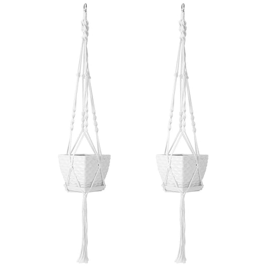 Decorative 2-Pack Plant Hangers - 40in Cotton Rope for Indoor/Outdoor Use - Homely