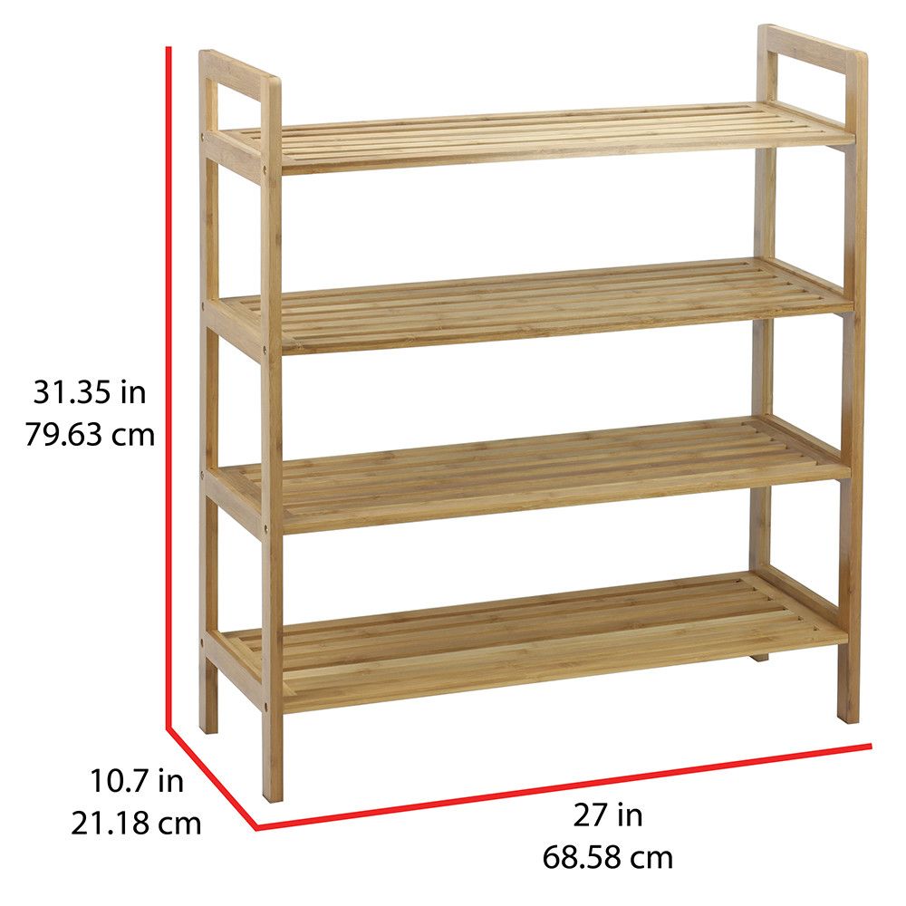 Natural Bamboo 4-Tier Shoe Rack - Oceanstar Stylish Storage Solution - Homely