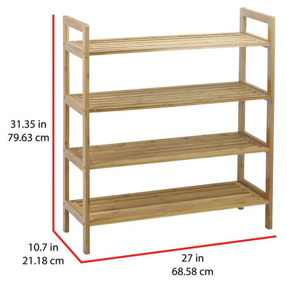 Natural Bamboo 4-Tier Shoe Rack - Oceanstar Stylish Storage Solution - Homely