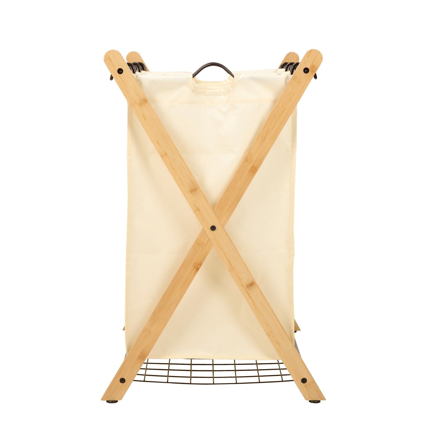 Premium Oceanstar X-Frame Laundry Sorter - 3-Bag Bamboo Organizer in Sleek White - Homely