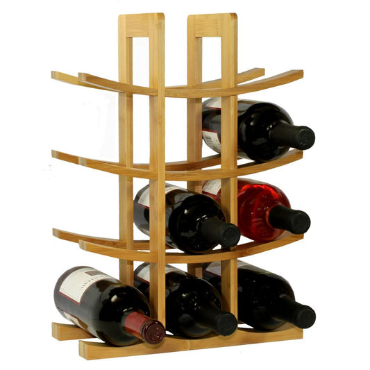 Elegant 12-Bottle Bamboo Wine Rack - Space-Saving Natural Design for Home and Kitchen - Homely